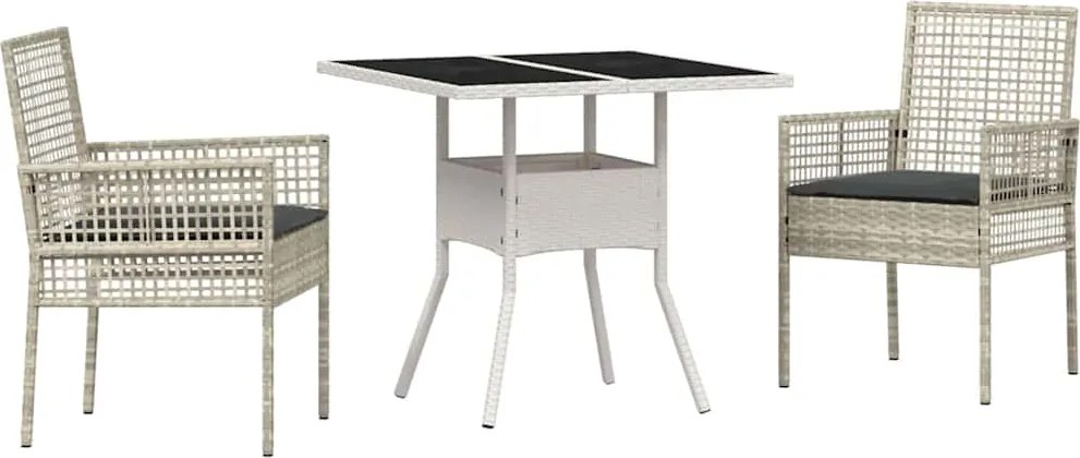 vidaXL Set de masă pentru grădină 3 pcs Gri deschis poliratan