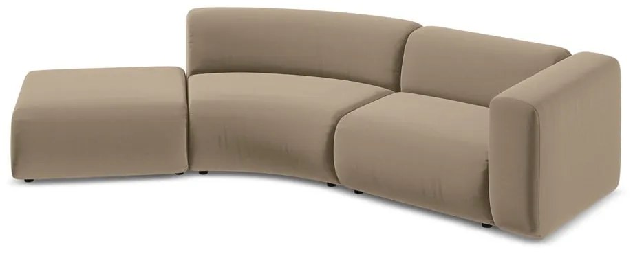 Șezlong bej cu tapițerie din catifea (cu colț pe partea stângă) Ekahi – Makamii