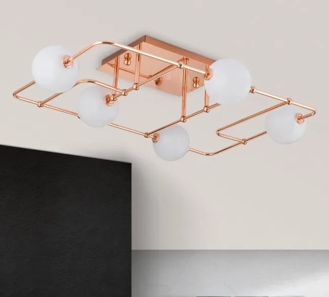 Plafoniera, Lustra aplicata tavan design modern PIPES, copper