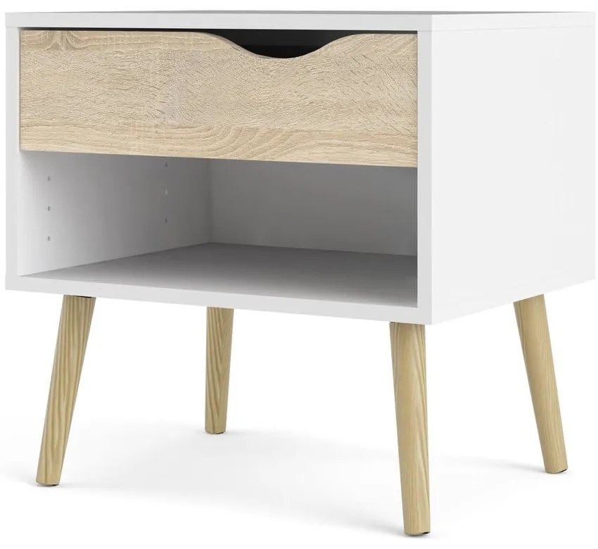 Noptieră albă/în culoare naturală Oslo – Tvilum