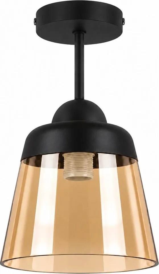 BRILAGI-LED Lustru aplicat R GLASS 1xE27/60W/230V Ø 15,5 cm negru/bej fumuriu