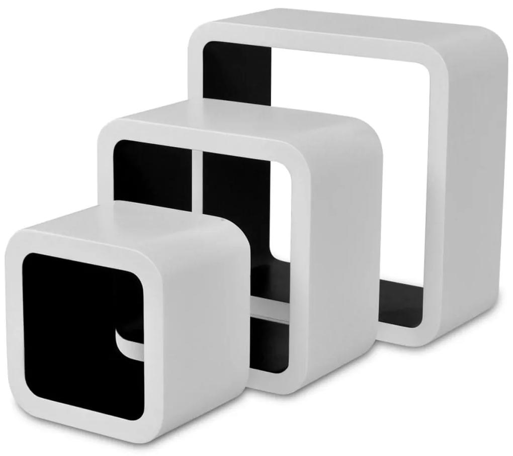 Rafturi cub de perete, 6 buc., alb si negru 6, Negru