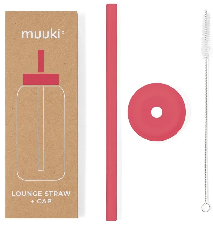 Pai de băut cu perie de curățare/cu capac inclus din silicon Watermelon High – Muuki