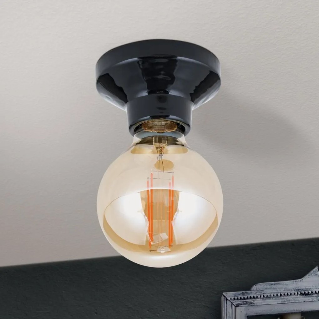 Mini Plafoniera din ceramica neagra FROST