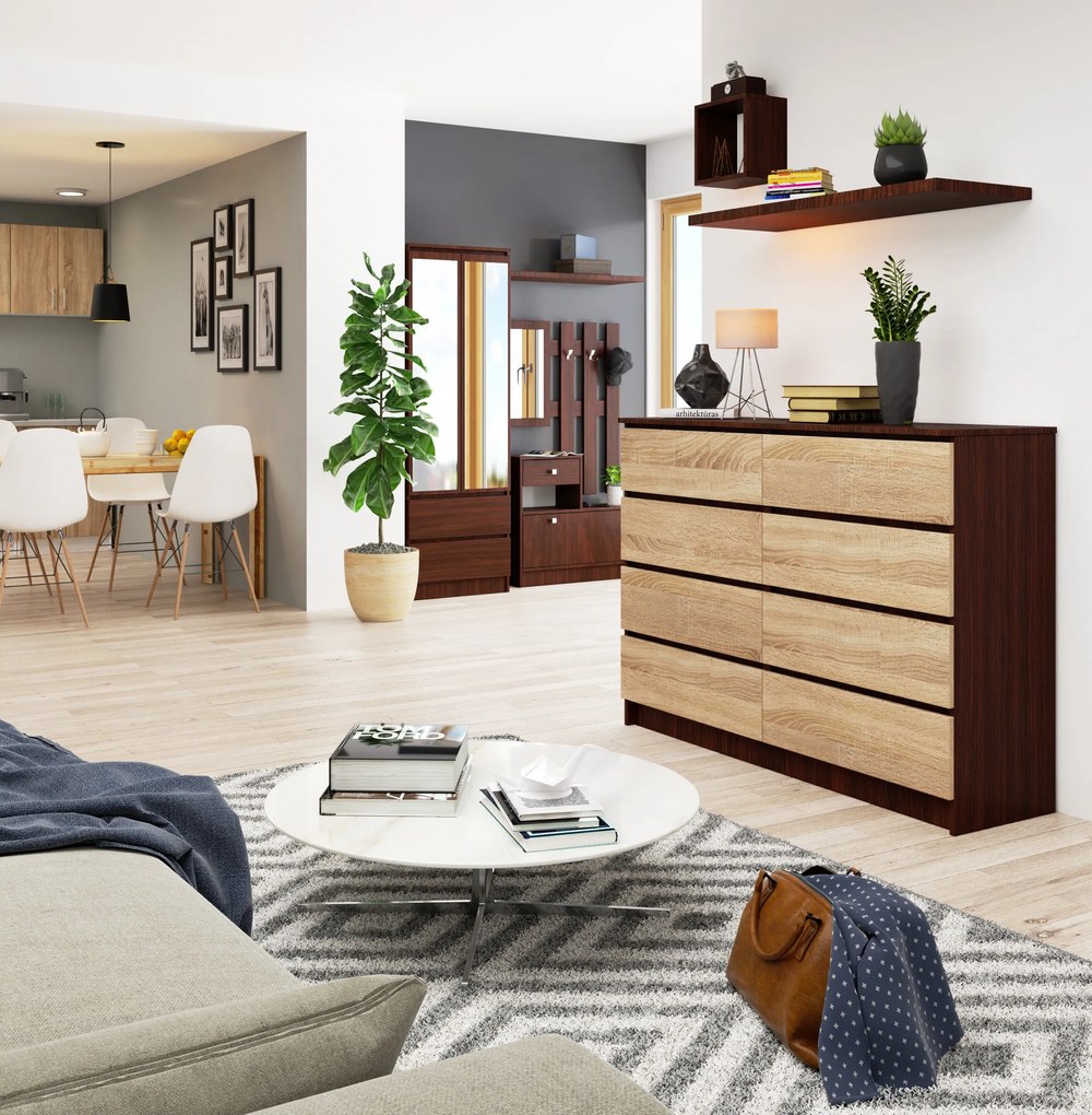 Comodă Keanu III (wenge + Stejar sonoma). 1069386
