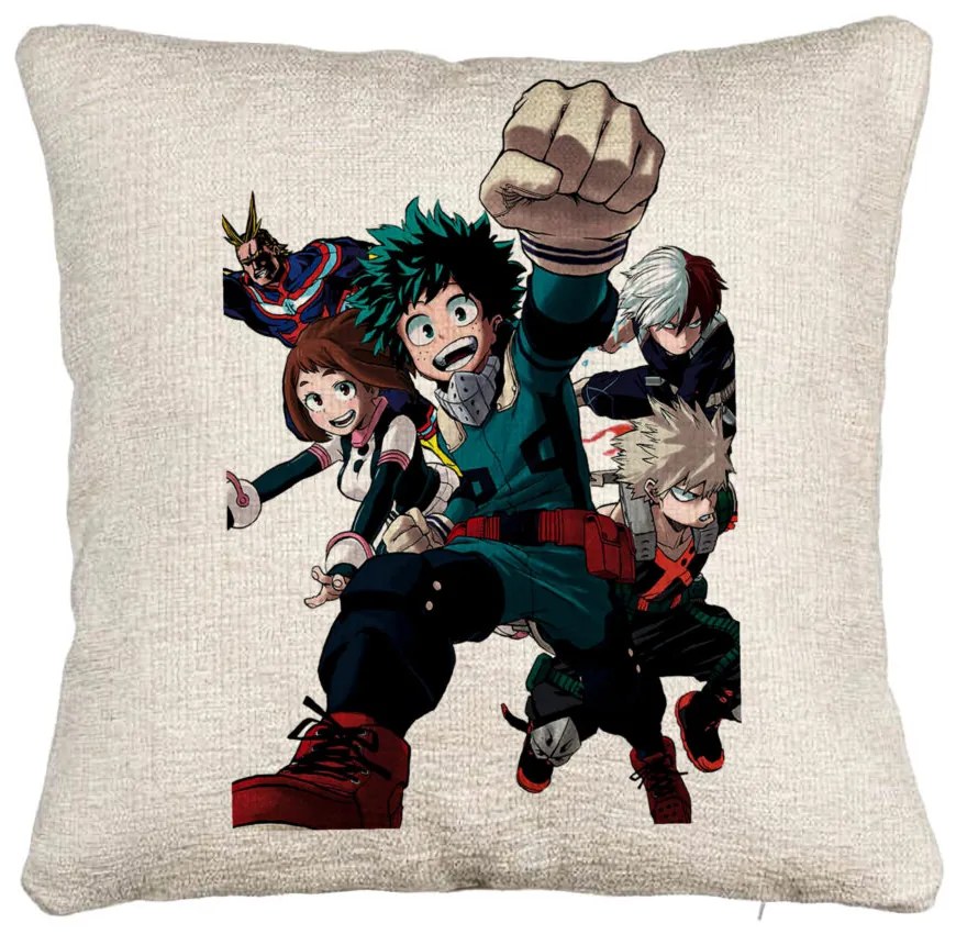 Perna Decorativa Canapea cu My Hero Academia Characters 2, 40x40 cm, Cu fermoar