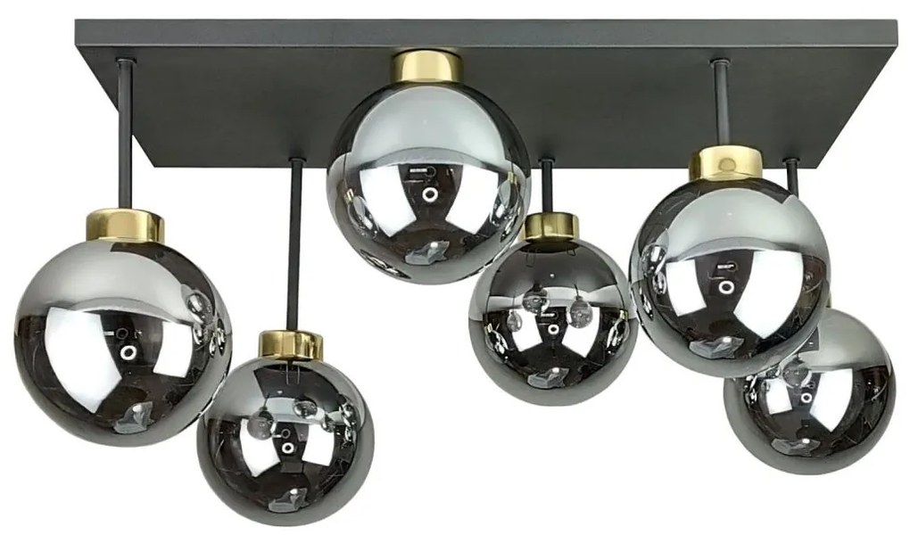 Lustră aplicată DEA 6xE14/60W/230V negru/auriu/negru fumuriu