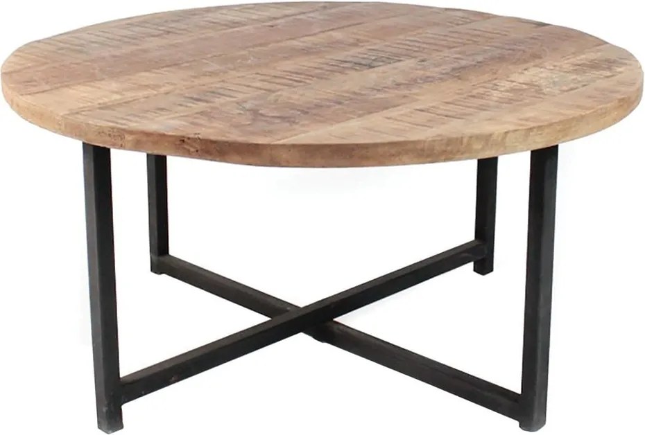 Măsuță de cafea cu blat din lemn de mango LABEL51 Dex, Ø 80 cm, negru