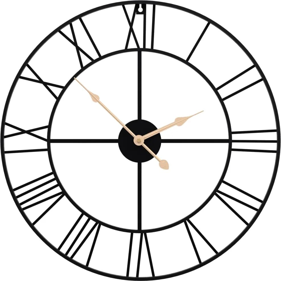 vidaXL Ceas de perete, negru, Ø50 cm, fier