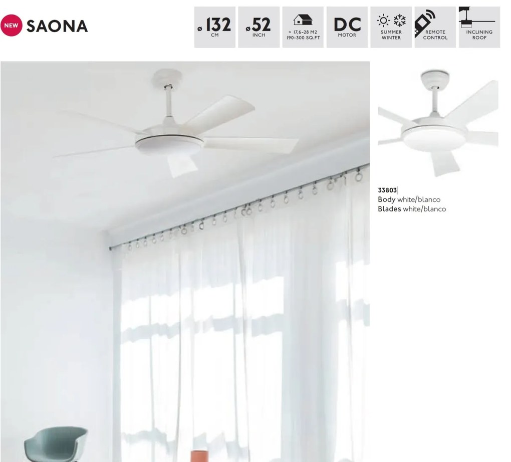 Lustra LED cu Ventilator si telecomanda design modern SAONA alb