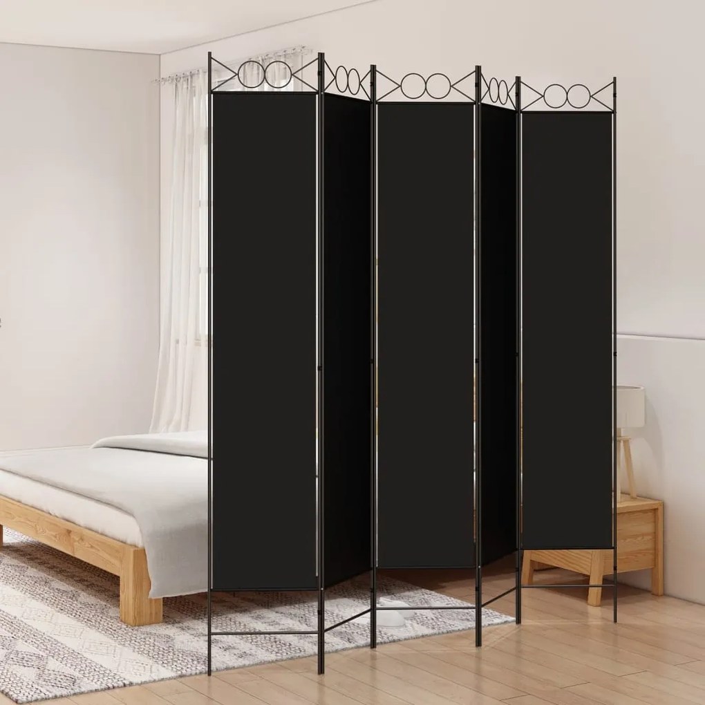 350173 vidaXL Paravan de cameră cu 5 panouri, 200x220 cm, textil