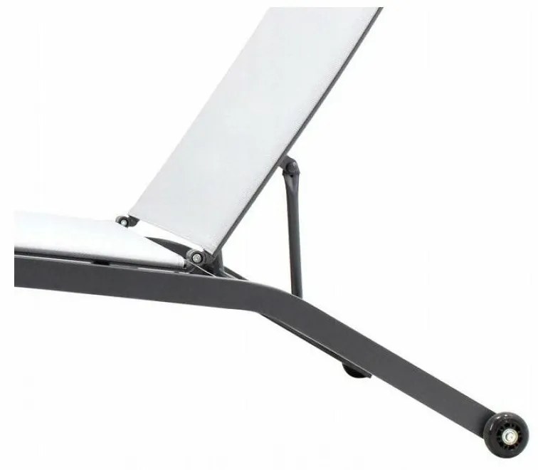 Șezlong de grădină cu roți, gri, 195 x 90 x 63 cm