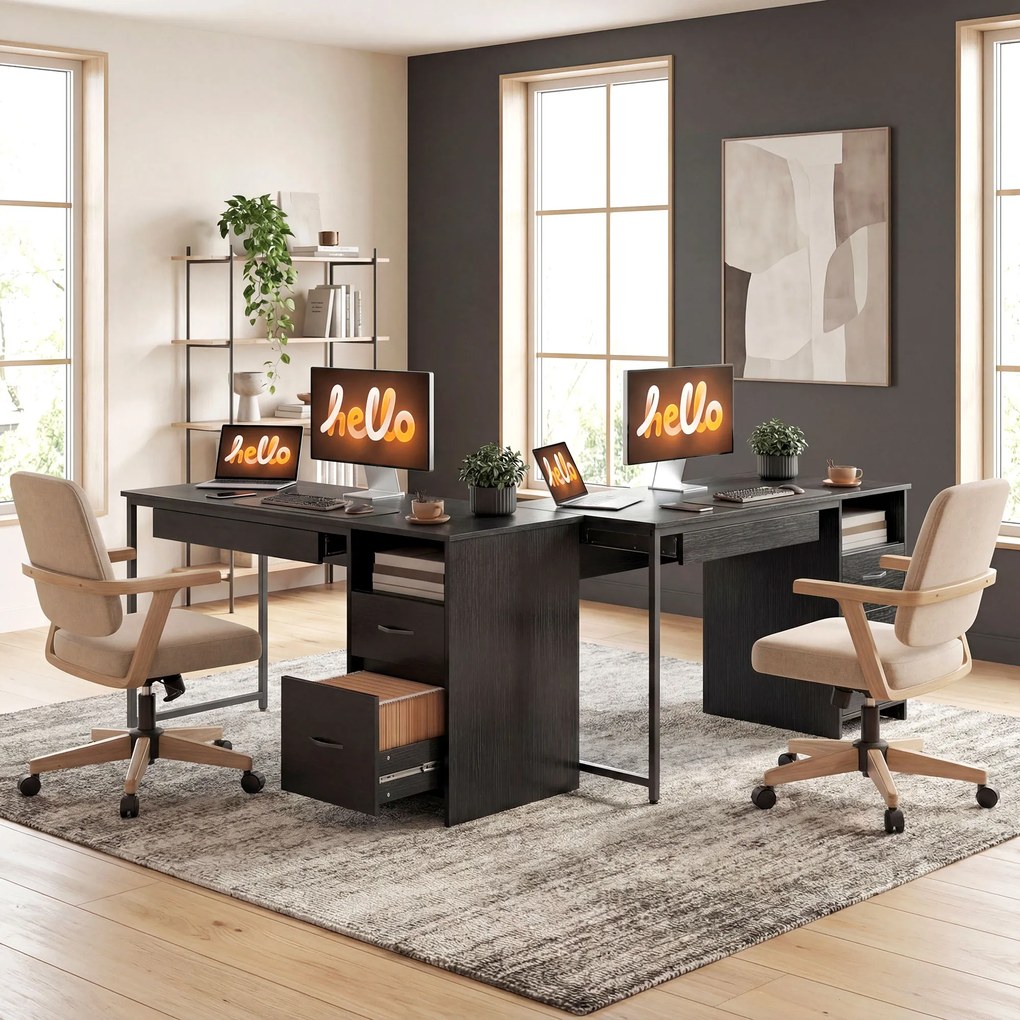 HOMCOM Birou Gaming Industrial, 120x52,3cm Stație Gaming cu Suport Tastatură, Compartiment Deschis și Sertare pentru Documente Format A4 Letter Legal, Masă Computer pentru Birou Acasă, Negru | Aosom Romania