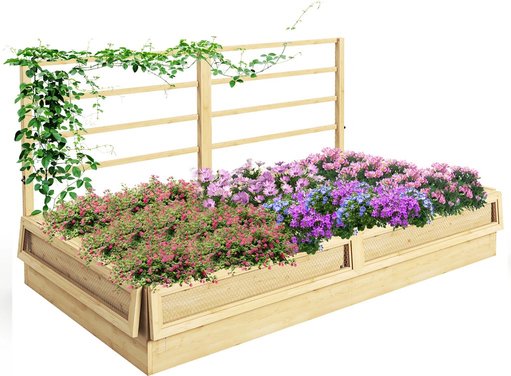 Outsunny Jardinieră pentru plante, suport pentru ierburi, rezistentă la intemperii, 1 spalier, 183 x 98,5 x 95 cm, lemn natural | Aosom Romania
