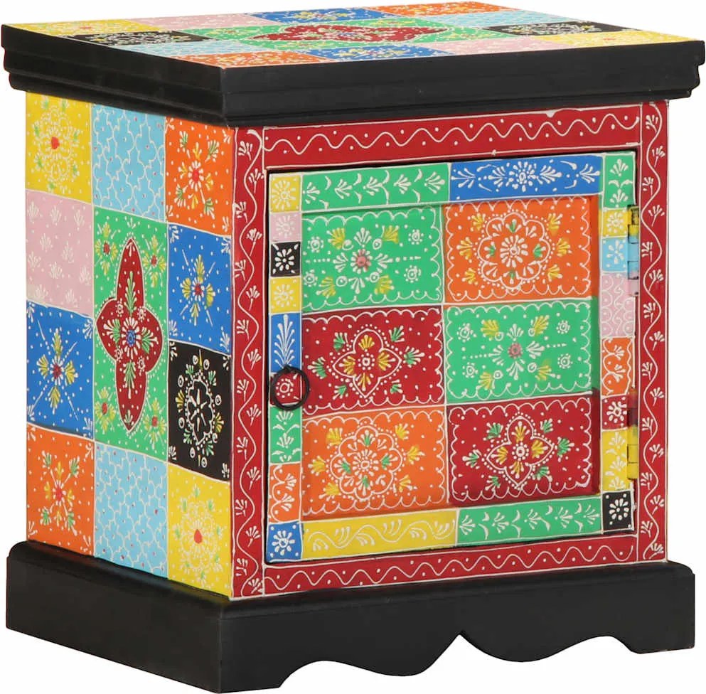 vidaXL Noptiera multicolor 40x35x45 cm lemn masiv de mango