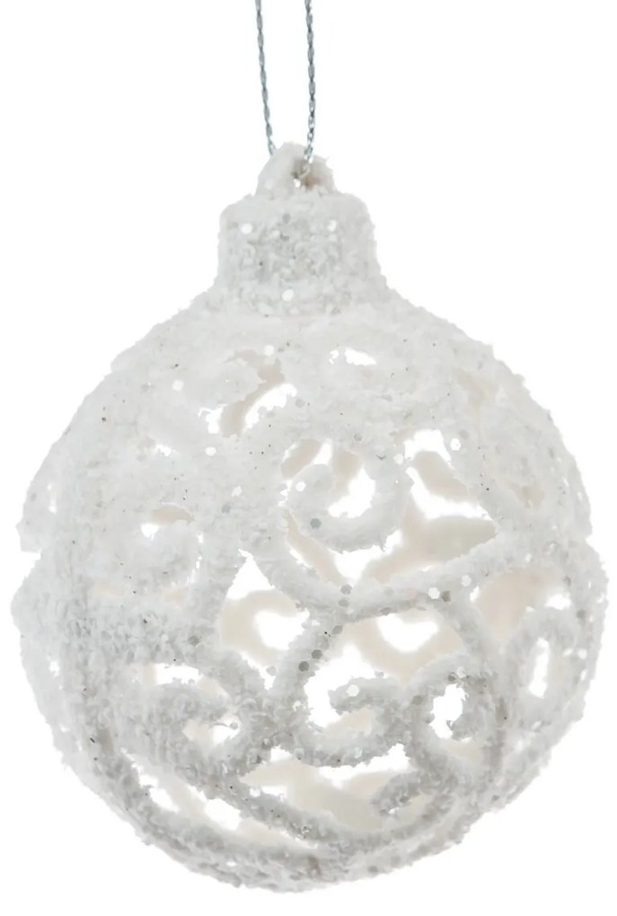 Ornament de Crăciun Carlita Ball alb, 7 cm,plastic