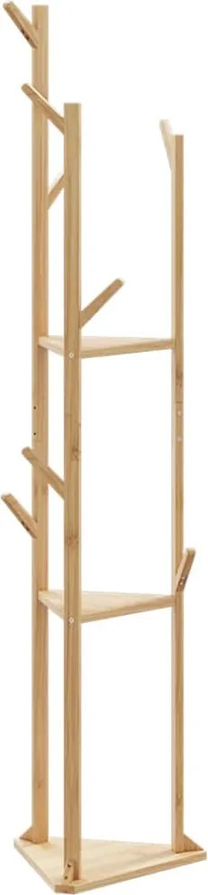 vidaXL Suport pentru haine cu cârlige și rafturi 39x33x166 cm bambus