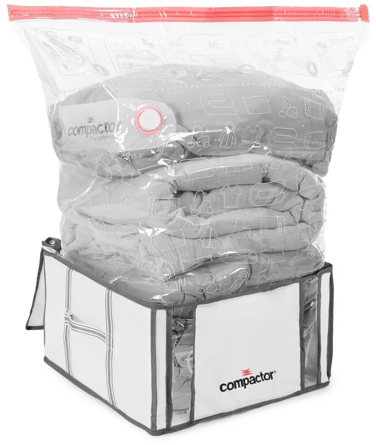 Cutii de depozitare pentru haine 2 buc. din material textil cu vacuum/cu pereți întăriți 42x25x25 cm Life – Compactor