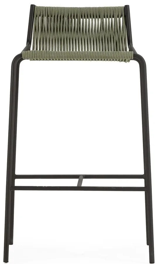 Scaun de bar verde din metal (înălțime șezut 65 cm) Emily – Marckeric