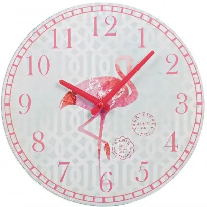 Ceas de perete Flamingo Alb / Rosu, Ø30 cm