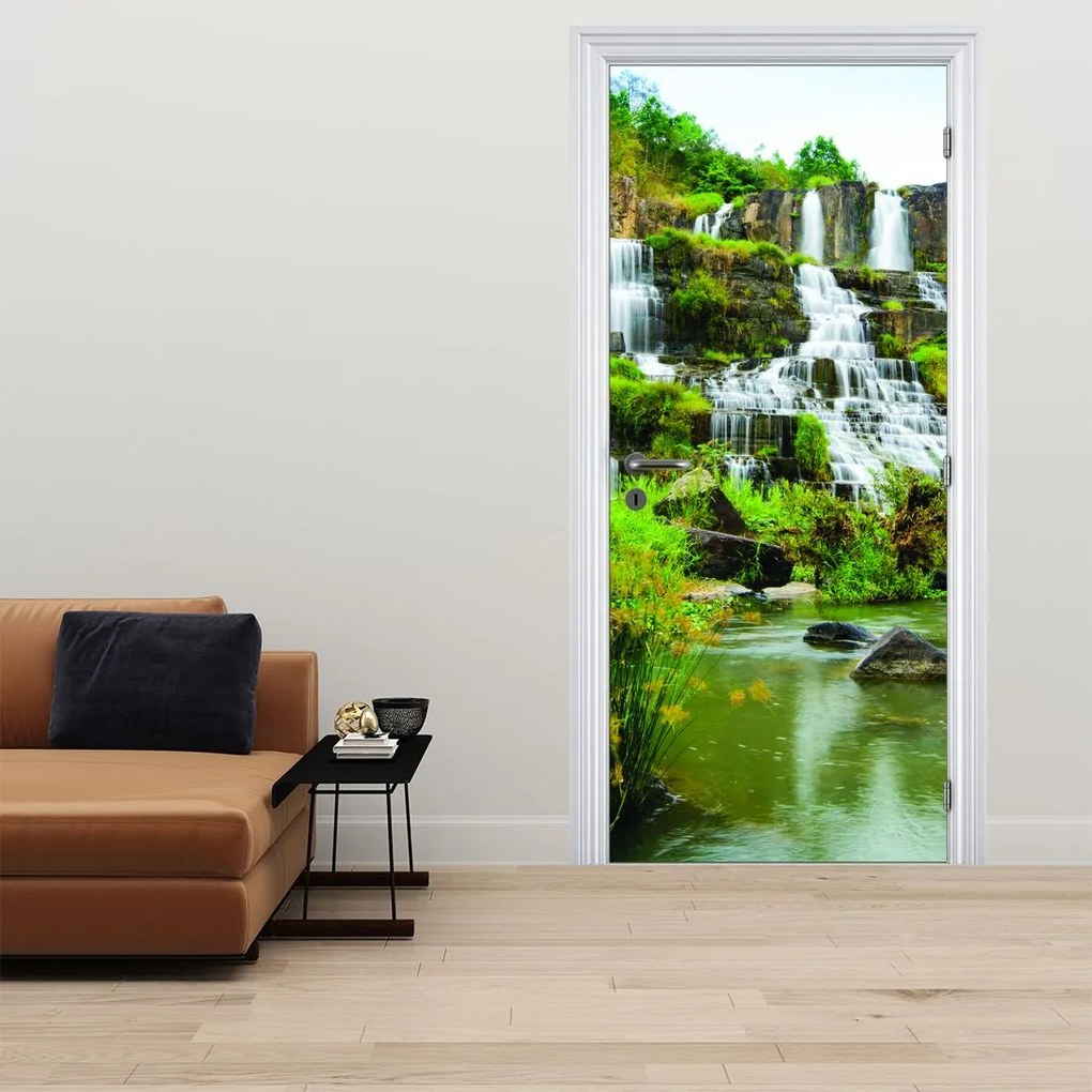 Fototapet pentru ușă - Cascadele cu verdeață (95x205cm)