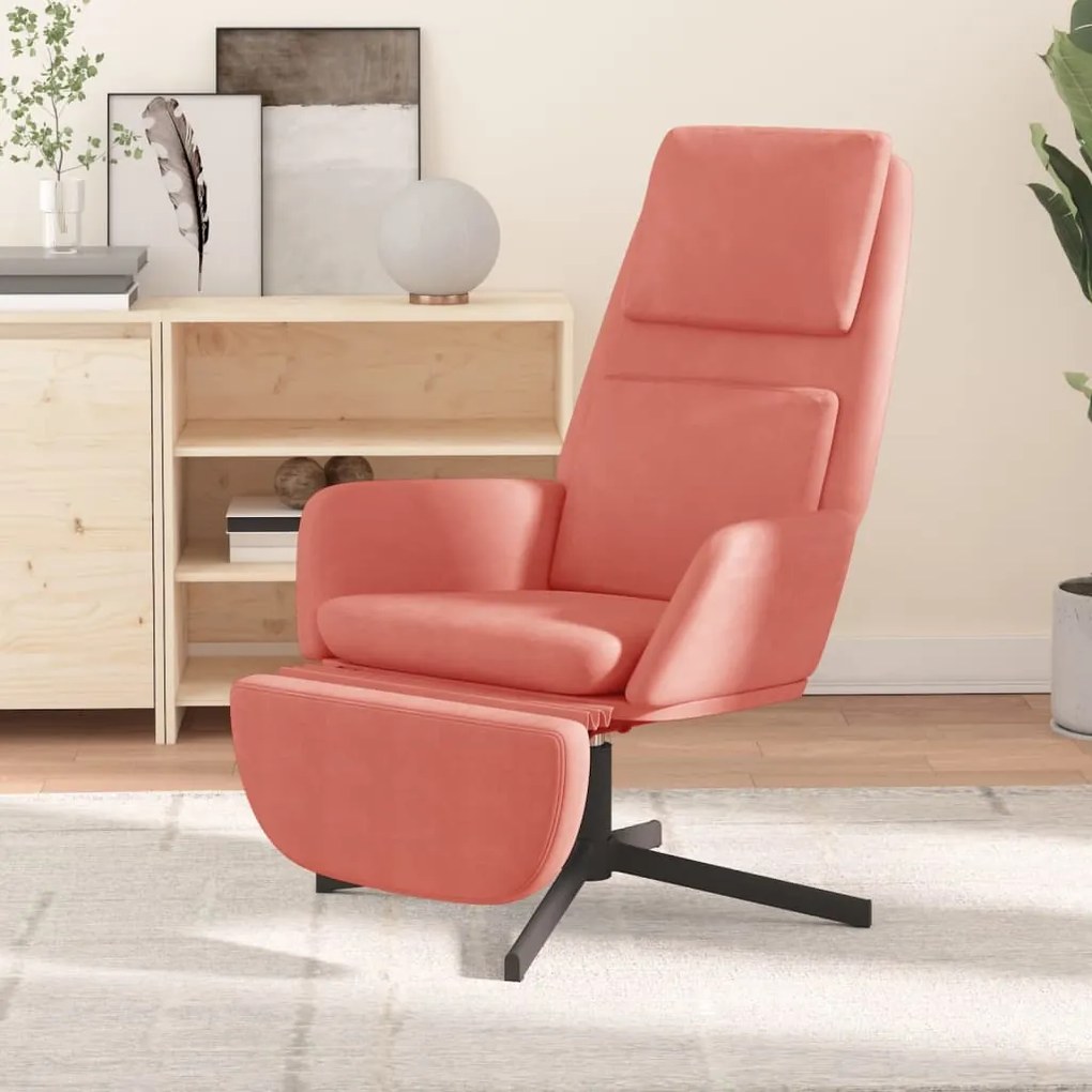 3097813 vidaXL Scaun de relaxare cu taburet, roz, catifea