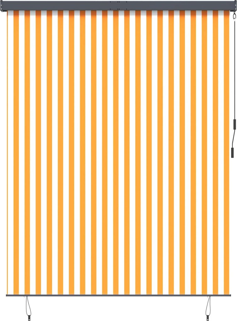 vidaXL Rulou textil cu perdele Dungi Alb și Portocaliu 200 x 250 cm