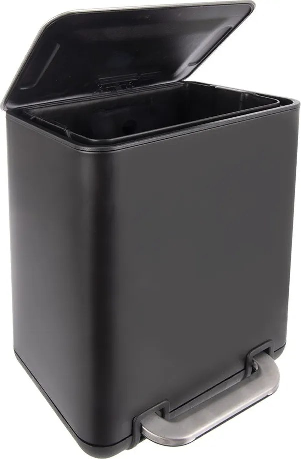 Coș de gunoi negru cu pedală din oțel inoxidabil 20 l Black – Orion