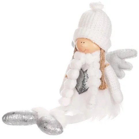 Decorațiuni de Crăciun Înger cu inimă, înălțime 41cm, alb