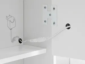 Masuta machiaj cu Oglinda LED si 2 Sertare pentru Cosmetice, Set Masa toaleta 90 cm, Alb, masuta cosmetica, vanity - SEA81