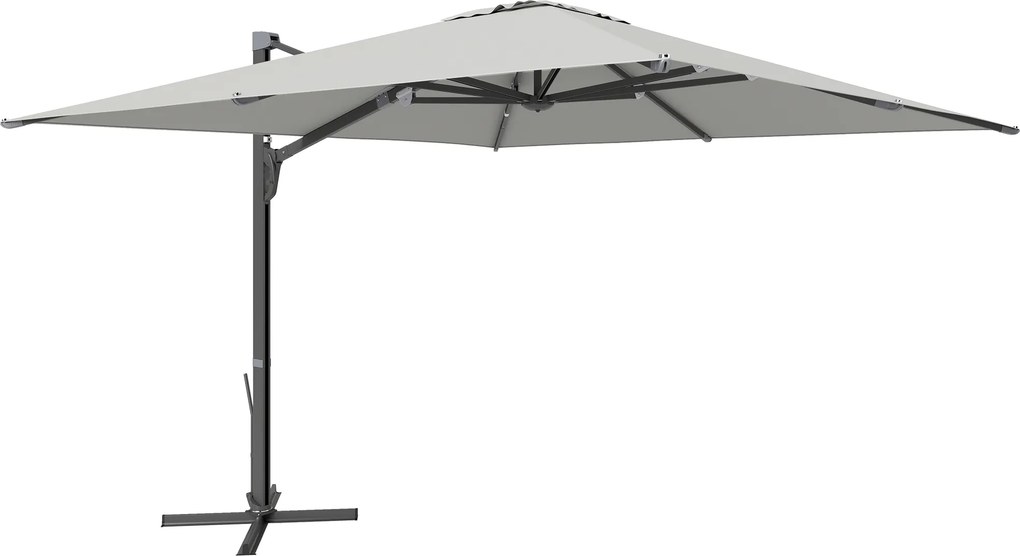 Outsunny Umbrelă Suspendată 3.6x3 m Rotativă și Inclinabilă Gri Deschis | Aosom Romania