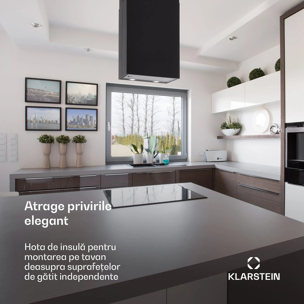 Klarstein Structura, hotă, extracție / recirculare, max. 624 m³ / h, EEC A, LED, neagră