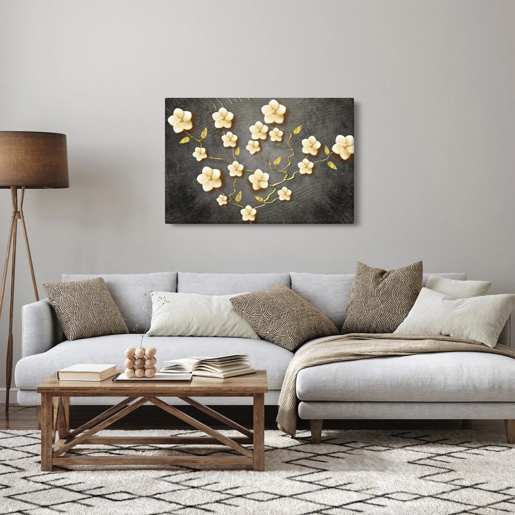 Tablou - Arbust auriu pe fundal negru (90x60 cm)