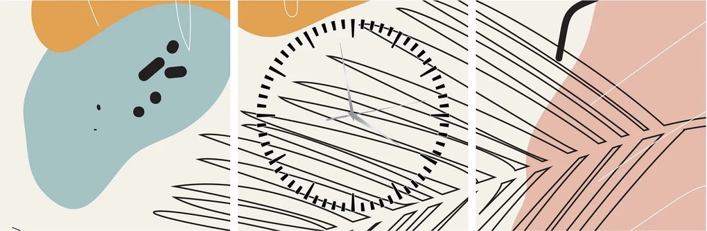 Tablou - Ilustrație de frunze (cu ceas) (90x30 cm)