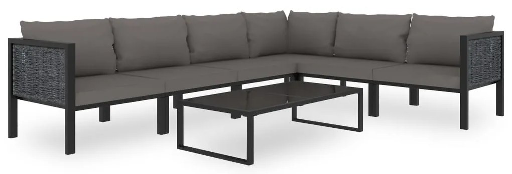 vidaXL Set mobilier de grădină cu perne, 7 piese, antracit, poliratan
