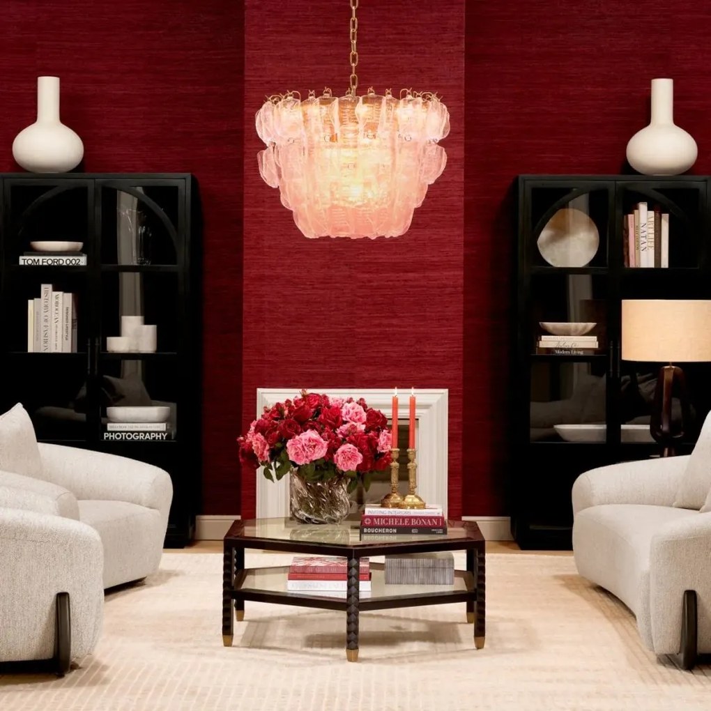 Candelabru design LUX, Sticla, Roz, Solange