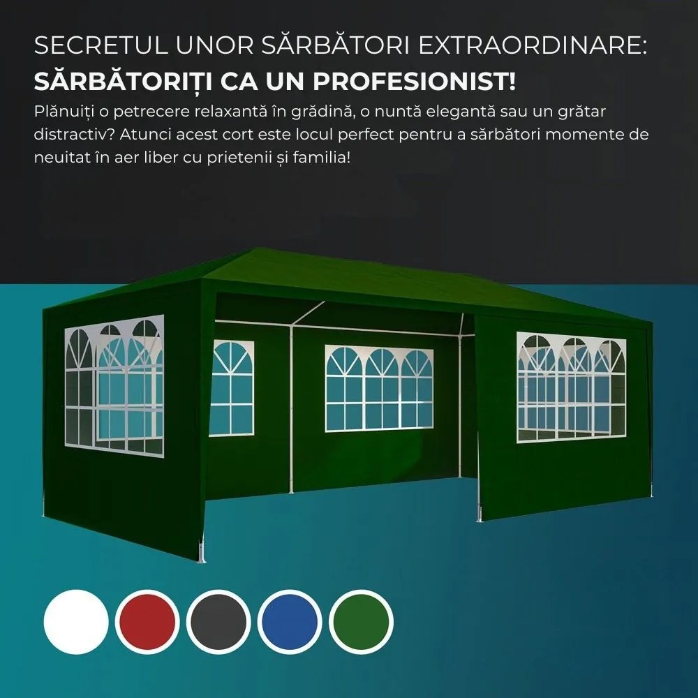 Cort de petrecere NEAPOL, 3x6m, verde Jurhan