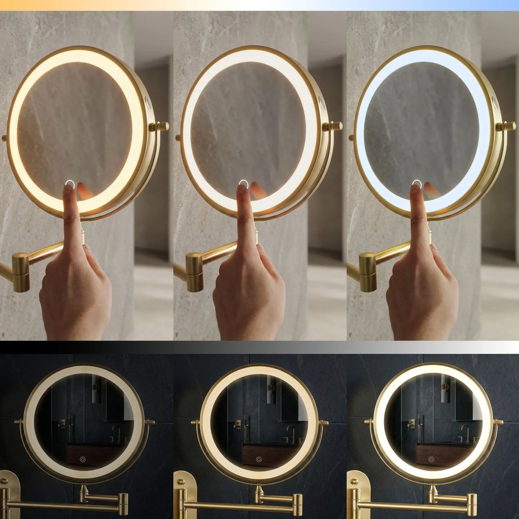 Oglindă LED Glow Brush Gold