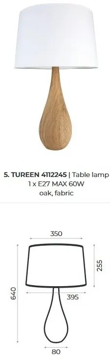 Veioza, lampa de masa din lemn design modern Tureen