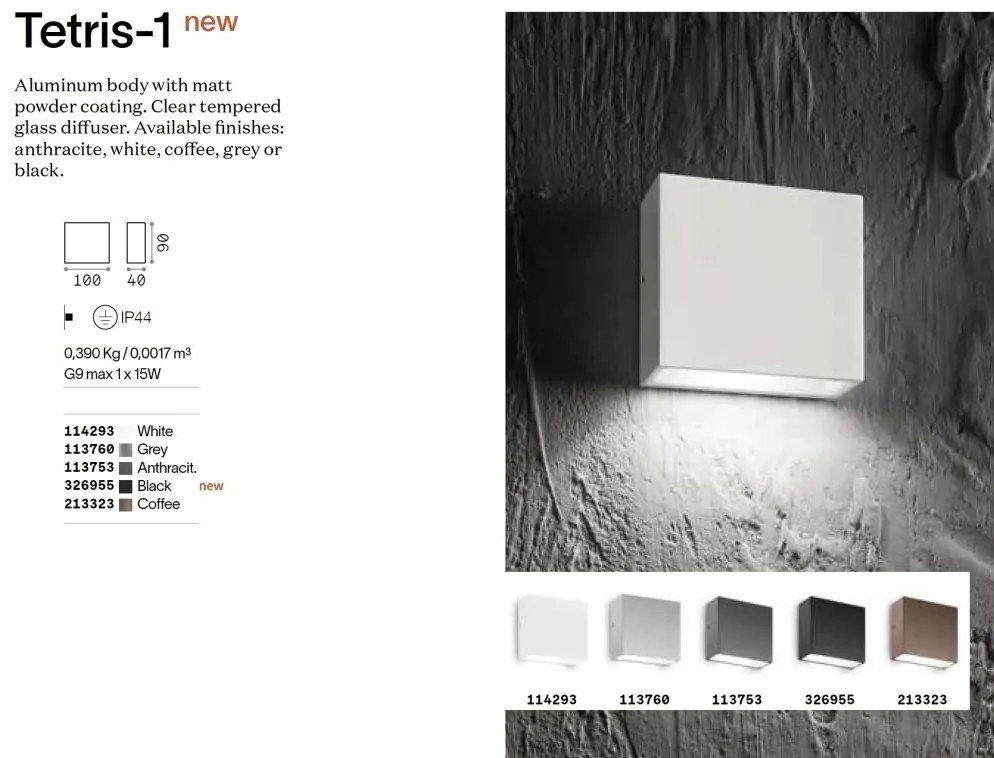 Aplica de exterior ambientala cu protectie IP44 Tetris-1 ap1 negru