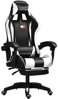 Scaun de gaming, alb-negru