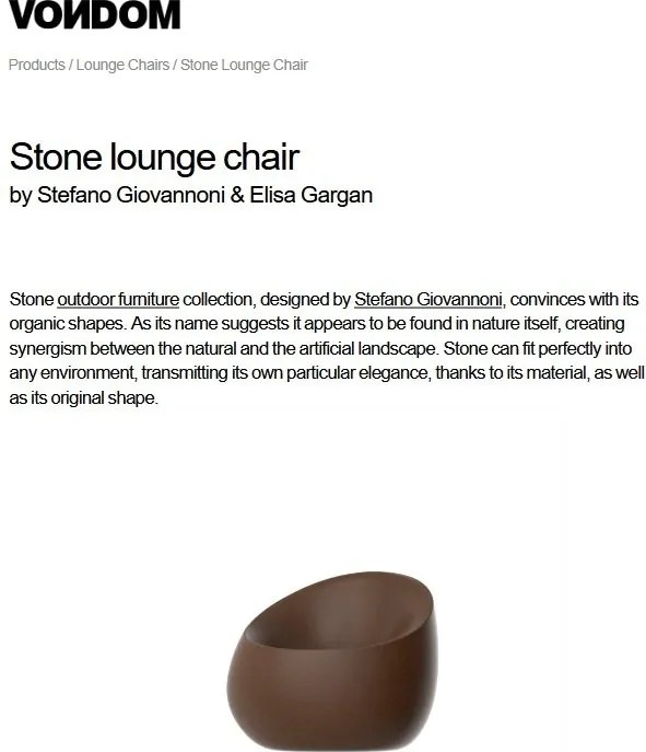 Fotoliu lounge design modern, exterior, interior, STONE LOUNGE CHAIR 55006 Vondom