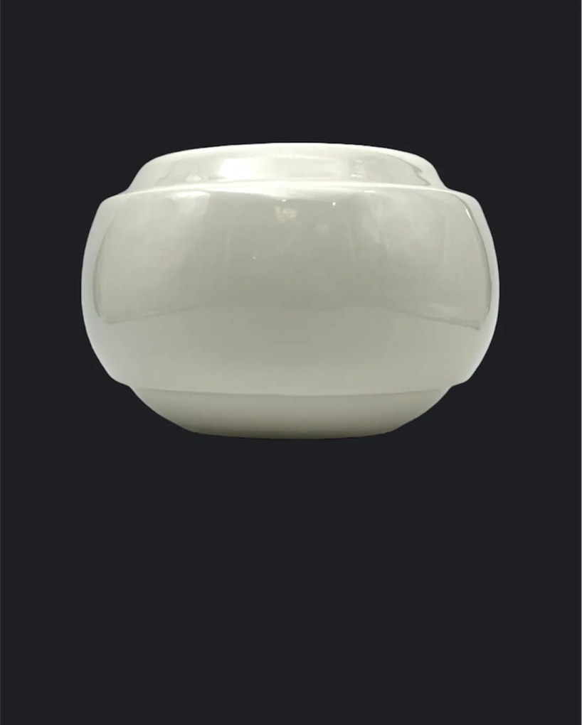 Vaza   Ghiveci Alb-Olive (20cm diametru, 14cm inaltime)