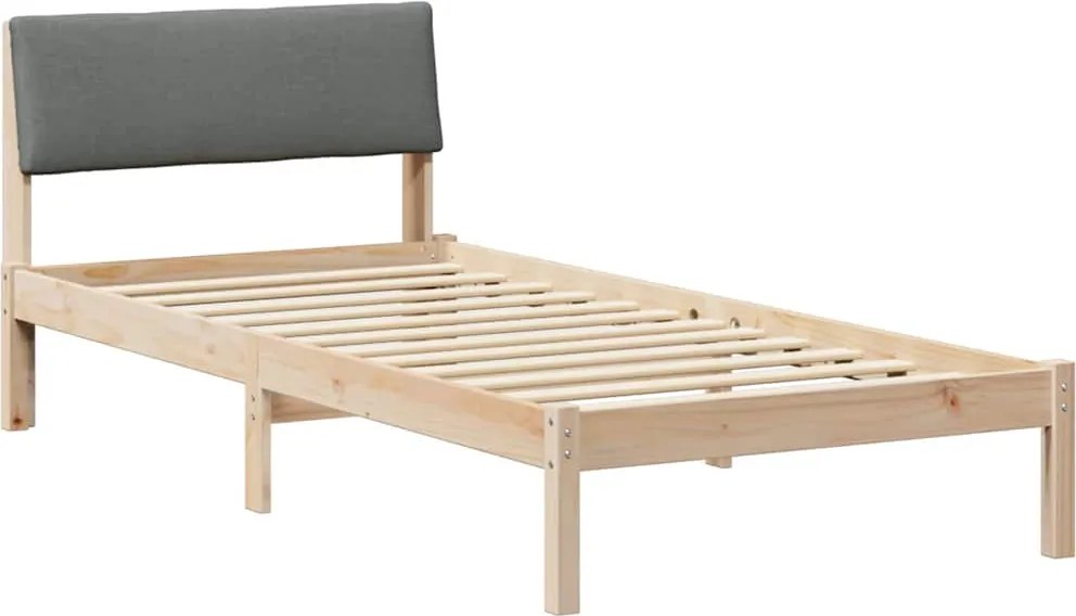 vidaXL Cadru de pat maro și gri închis 90 x 190 cm Lemn masiv de pin