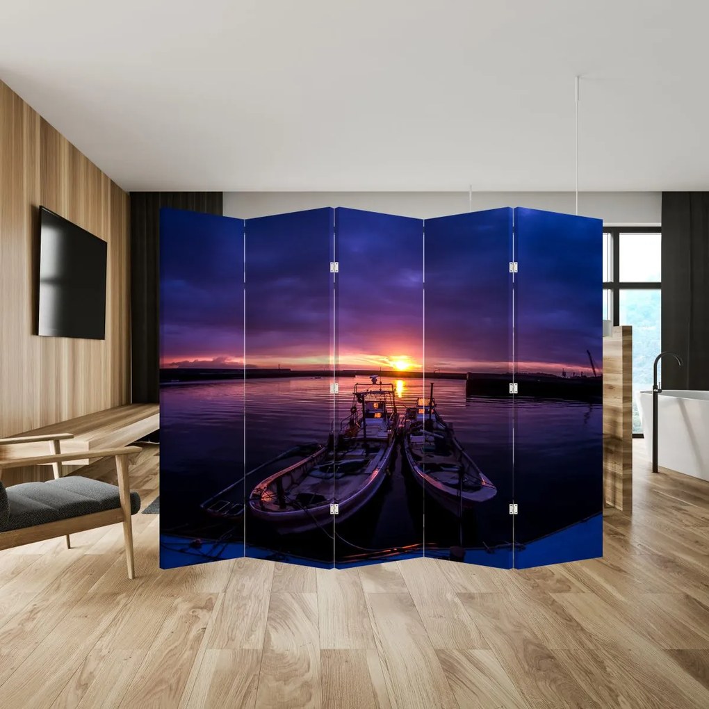 Paravan - Bărci pescărești în port (210x170 cm)