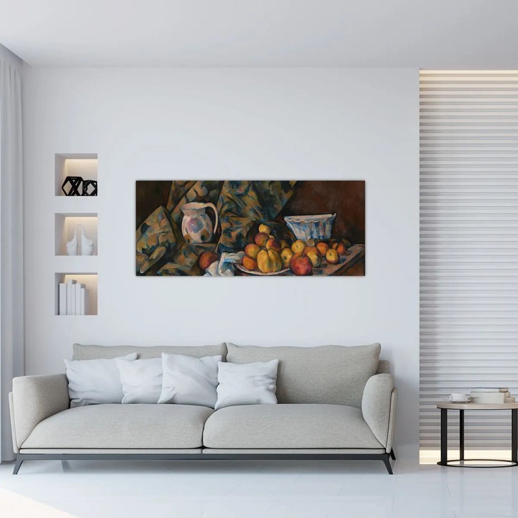 Tablou - Paul Cézanne, Still Life with Apples and Peaches, reproducere (120x50 cm)