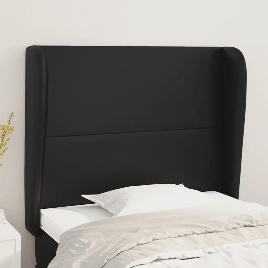 3117754 vidaXL Tăblie de pat cu aripioare, negru, 93x23x118/128 cm, piele eco