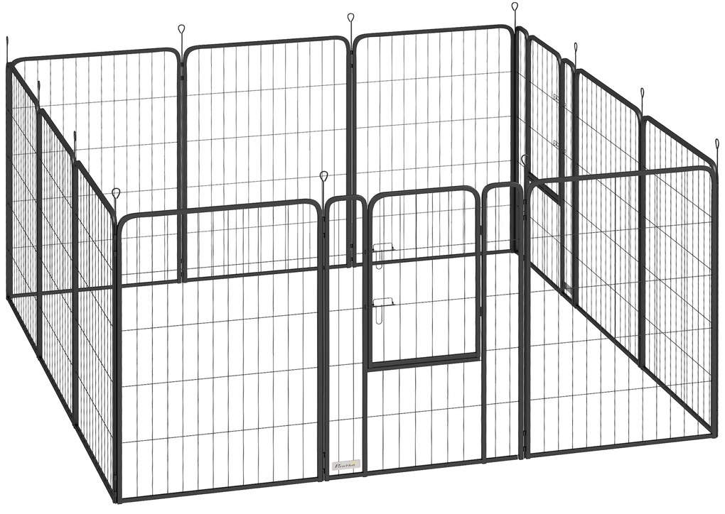 PawHut Parc pentru câini, parc 12 panouri modulabil și pliabil, portabil din oțel cu ușă 68 x 100 negru | Aosom Romania