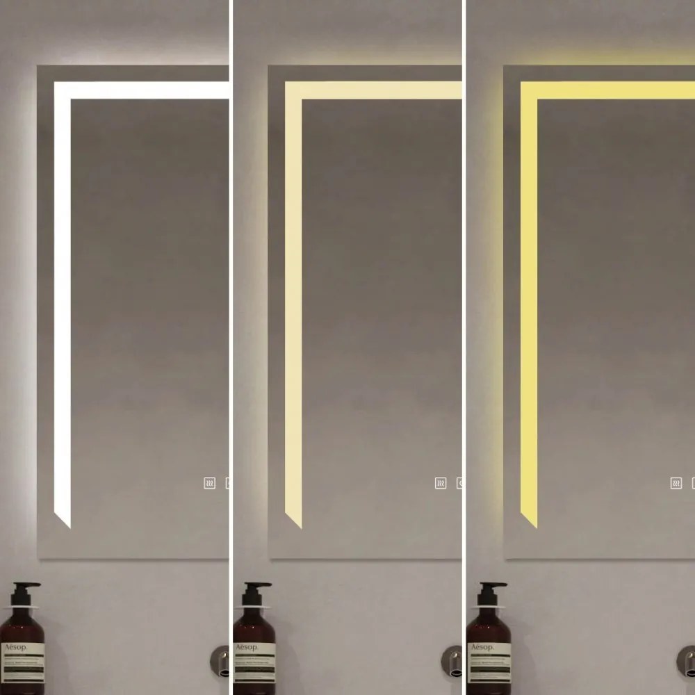 Oglinda Led Si Touch Cu Functie Dezaburire, Lumina rece ,calda, neutra, 60x80cm ,lupa cosmetica x3
