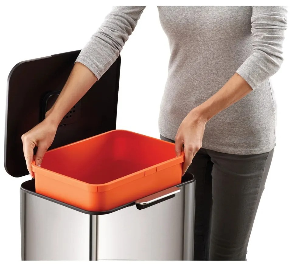 Coș de gunoi argintiu de reciclat din oțel 60 l Totem Max – Joseph Joseph